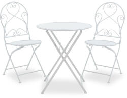 PAKKETO Set Masa si Scaune Gradina Walen 3 Piese Negru, Alb, 60x60x93 cm (137-000003)