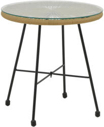 PAKOWORLD Masa Acapulco negru din metal cu ratan, Natural, 50x50x50 cm (152-000040)