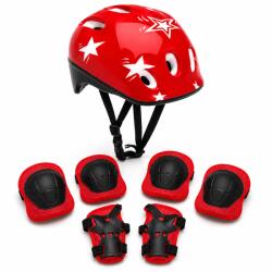 Fixato Set Protectie Pentru Copii 7 in 1 FIXATO, Casca pentru 4-12 ani, Genunchiere, Cotiere si Aparatori Incheieturi, pentru Ciclism, Patinaj, Skateboard, Rosu (set-copii-2-rosu)