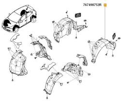 Original Renault Carenaj, pasaj roata ORIGINAL RENAULT 767498752R (767498752R)