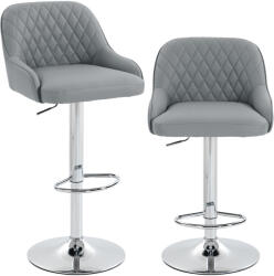 HOMCOM Set de 2 Scaune de Bar Rotative Reglabile pentru Bucătărie, Gri Deschis | Aosom Romania (83A-547V81LG)