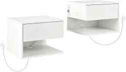 HOMCOM Set Noptiere Suspendate cu Sertar și Raft, Noptiere Moderne pentru Canapea, 40 x 35 x 30 cm, Alb | Aosom Romania (831-339V92WT)