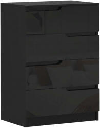 HOMCOM Comodă 4 Sertare, Modernă și Minimalistă, din PAL, 60x40x85cm, Negru Lucios | Aosom Romania (831-905V01BK) Comoda