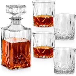 Vilde Whiskey dekantáló és pohárkészlet, Vilde, 23x9x9 cm, 90 ml, 4x300 ml, üveg, parafazár, mosogatógépben mosható, átlátszó, 5 darab