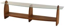 Hanah Home TV szekrény nappaliba 160x35x45 cm, 100% biztonsági üveg polcokkal, 100% tömör fenyő váz, átlátszó gesztenye szín - Ellenőrzött A · Re-Bloom