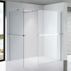 STUXI Milano Kombi Plus 2 Walk-in zuhanyfal, 120x110 cm, 8 mm vastag vízlepergető biztonsági üveggel, 2 polccal és törölközőtartóval
