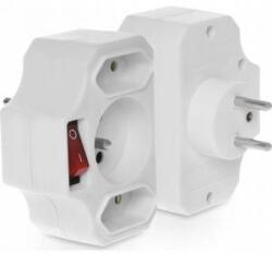 Plastrol Plug Arm with Connector 1-socket with/u + 2x Euro white R-12WS-B