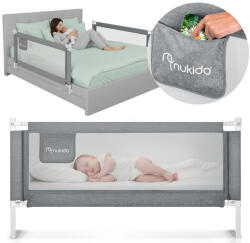 Nukido Leesésgátló ágykorlát, Nukido NK-227, szürke, 160 x 70-100 cm, acél váz, légáteresztő háló, biztonsági zár, hajtható, zsebes tároló (TE722700)