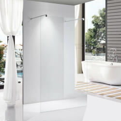 STUXI Milano Light falsíkra szerelhető Walk-in zuhanyfal, 100x200 cm, 8 mm vastag vízlepergető biztonsági üveggel, két távtartóval