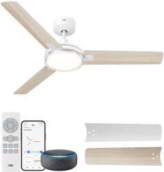 DREO Smart Ceiling Fan with Light, 52" 12 Speeds & 3 Modes, Continuous Color Temperature, Dimmable LED, 1-12 Hour Timer, Quiet DC Motor, App & Alexa Control, Wall Switch, White - DR-HCF004S (DR-HCF004S Whi