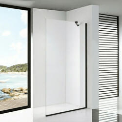 STUXI Milano Easy Black Walk-in zuhanyfal, 70x200 cm, 8 mm vastag vízlepergető biztonsági üveggel, 200 cm magas, helytakarékos stabilizátorral