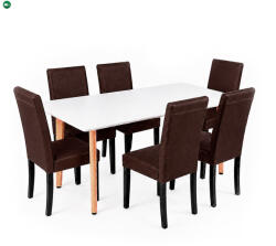 Leziter Verona 150 6+1 étkező garnitúra fehér-barna (LN-102-15090-RE_LKE-BR_6) - fenyobutor24