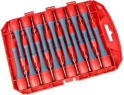 Extol órás csavarhúzó készlet 15 db S2 acél mágneses, 135 mm hosszúság, lapos, PH, HEX és TORX, műanyag doboz (8819182)