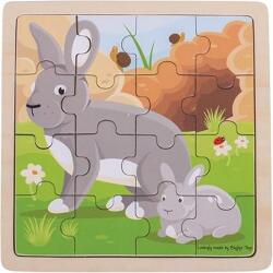 Bigjigs Toys Fa Kirakó 16 db-os - Nyuszik (BJ496) - liliputjatek