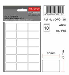 Tanex Etichete autoadezive 22x32 mm, 180 buc. /set, albe, Tanex (TX-OFC-119-WH)