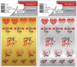 Tanex Abtibild cu inimioare, 32 buc. /set, Tanex, aurii / argintii (TX-35202)