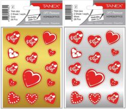 Tanex Abtibild cu inimioare, 28 buc. /set, Tanex, aurii / argintii (TX-35302)
