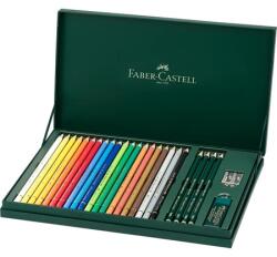 Faber-Castell Színes ceruza készlet 20db-os Faber-Castell Polychromos fa dobozban, +4 db 9000 grafitceruza, radír, hegyező (210051)