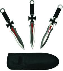 Depox Set trei cutite de aruncat DEPOX®, Cross Fury, otel inoxidabil, 19 cm (1755)