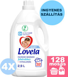  INGYENES SZÁLLÍTÁS - Lovela Baby folyékony mosószer fehér ruhákhoz 4x2, 9L [128 mosás]