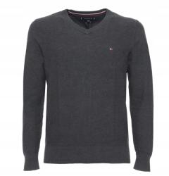 Tommy Hilfiger pulóver Fine Structured V nyak Grafit M-es méret (MW0MW09532093)