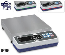 KERN FKS 3K-4 (3000g/0, 2g) 228×228 mm IoT Line, Ipar 4.0 IP65 rozsdamentes acél platform mérleg színes LED ellenőrző fénnyel, bel- és kültéri használatra (-10-40°C) sok funkció (FKS 3K-4)
