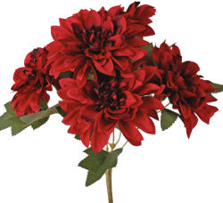 Valex Decor Dália selyemvirág csokor, 5 fejes, 31cm magas, virágfej átmérő: 10.5cm - Bordó (LD068-04)