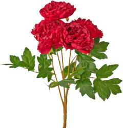 Valex Decor Bazsarózsa selyemvirág csokor, 5 fejes, 47cm magas, virágfej átmérő: 11cm - Bordó (LD073-06)