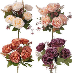 Valex Decor Peónia selyemvirág csokor, 7 fejes, 35cm magas - 24db-os mix (LD075)