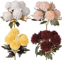 Valex Decor Krizantém selyemvirág csokor, 6 fejes, 29cm magas - 30db-os mix (LD065)