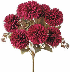 Valex Decor Krizantém selyemvirág csokor, 9 fejes, 38cm magas, virágfej átmérő: 7.5cm - Bordó (LD069-04)