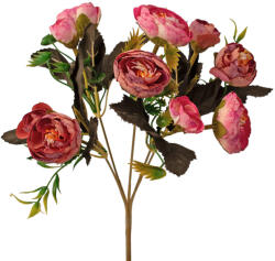 Valex Decor Peónia selyemvirág csokor, 10 fejes, 28cm magas - Sötét rózsaszín (LD076-04)