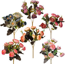 Valex Decor Peónia selyemvirág csokor, 10 fejes, 28cm magas - 36db-os mix (LD076)