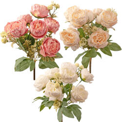 Valex Decor Peónia selyemvirág csokor, 7 ágú, 42cm magas - 24db-os mix (LD089)