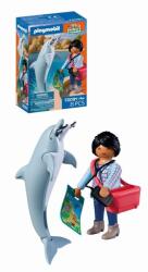 Playmobil - Jucarie de rol Vizitatoare zoo si delfin (PM72091)
