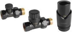 FERRO Set robineti radiator drepti cu cap termostatic, negru Ferro ZTM30BL (ZTM30BL)