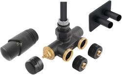 FERRO Set robinet radiator decorativ dublu integrat Ferro ZTT30AT termostatic cu presetare, manson de imersie si cap termostatic, antracit (ZTT30AT)