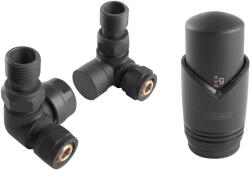 FERRO Set robineti radiator decorativi axiali cu cap termostatic, antracit Ferro ZTO30AT (ZTO30AT)