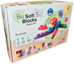 Bio Soft Blocks by Gerardo's Toys Set de Constructie cuburi moi cu roți Gerardo’s Toys 33 piese - jucărie senzorială educativă soft pentru bebeluși și copii 6+ luni | cuburi senzoriale, motricitate, construcții sigure, multicolor, mat
