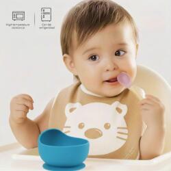 Kidscenter Castron silicon copii cu ventuză puternică antiderapantă, BPA Free, rezistent la răsturnare, pentru diversificare, 6+ luni, KidsCenter, culoare: albastru (5947226282375) Castron