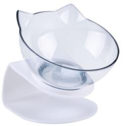 Yatrick Bol de apă sau mâncare pentru animale, elevat și înclinat, cu suport alb, bol transparent cu urechiușe, din plastic, ideal pentru câini și pisici, confort digestiv și postură corectă (5947226260038) Castron