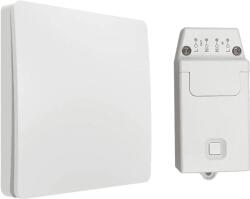 HomeVast Kit intrerupator cinetic, RF433, 1 canal, alb + 1 receiver inteligent, cu protocol WiFi+RF, compatibil Tuya/Smart life, cu variator (dimmer) - Model E (ES-KS01-ES-WFD16)