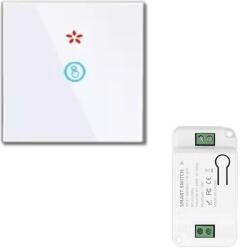 HomeVast Kit intrerupator cu ecran tactil, RF 433MHz, 1 canal, alb + 1 receiver inteligent, cu protocol WiFi+RF, compatibil Tuya/Smart life, on/off - Model WHC (WHC-D04-1-W-1R-1)