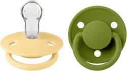 BIBS Set 2 suzete BIBS De Lux din silicon, tetină rotundă, mărime universală, Pale Butter/Wasabi (150300)