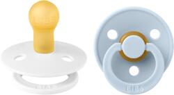 BIBS Set 2 suzete BIBS Colour Latex, tetină rotundă, 0 luni, White/Baby Blue (110349)
