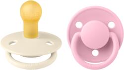 BIBS Set 2 suzete BIBS De Lux din latex, tetină rotundă, 0 luni, Ivory/Baby Pink (180214)