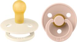 BIBS Set 2 suzete BIBS Colour Latex, tetină rotundă, 0 luni, Ivory/Blush (110256)