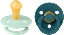 BIBS Set 2 suzete BIBS Colour Latex, tetină rotundă, 0 luni, Nordic Mint/Forest Lake (110293)