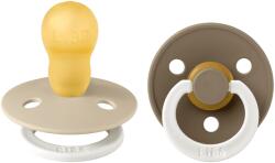 BIBS Set 2 suzete fosforescente BIBS Colour Glow Latex, tetină rotundă - Culori și mărimi variate (130368)