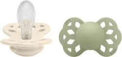 BIBS Set 2 suzete BIBS Infinity din silicon, tetină simetrică, 6 luni, Ivory/Sage (275102)